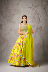 Lehenga Choli Tissue Silk Printed Floral Design new pattern