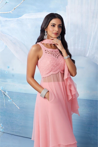 Indo Western Ready to wear Palazo Set Tissue Fabric