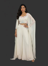 AMO-1009Video Ready: Off-White Artisanal Palazzo Choli Outfit A18-1969 XL