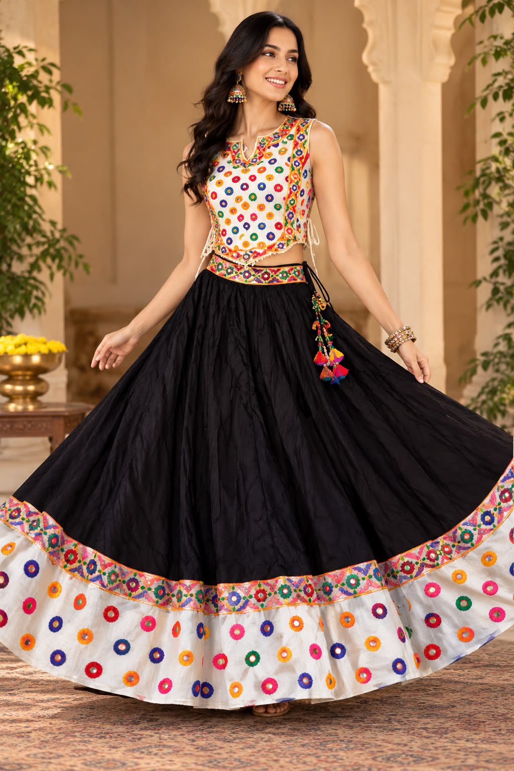 Seasonal Navratri Special – Black & White Chaniya Choli Set