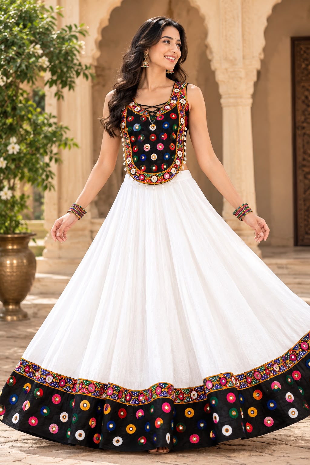 Seasonal Navratri Special – White & Black Chaniya Choli Set