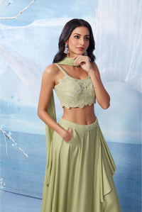 Lime/Green Hue Two-piece Indian or Indo-Western Lehenga