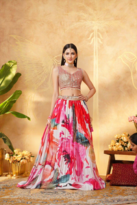 Lehenga Skirt Top Organza