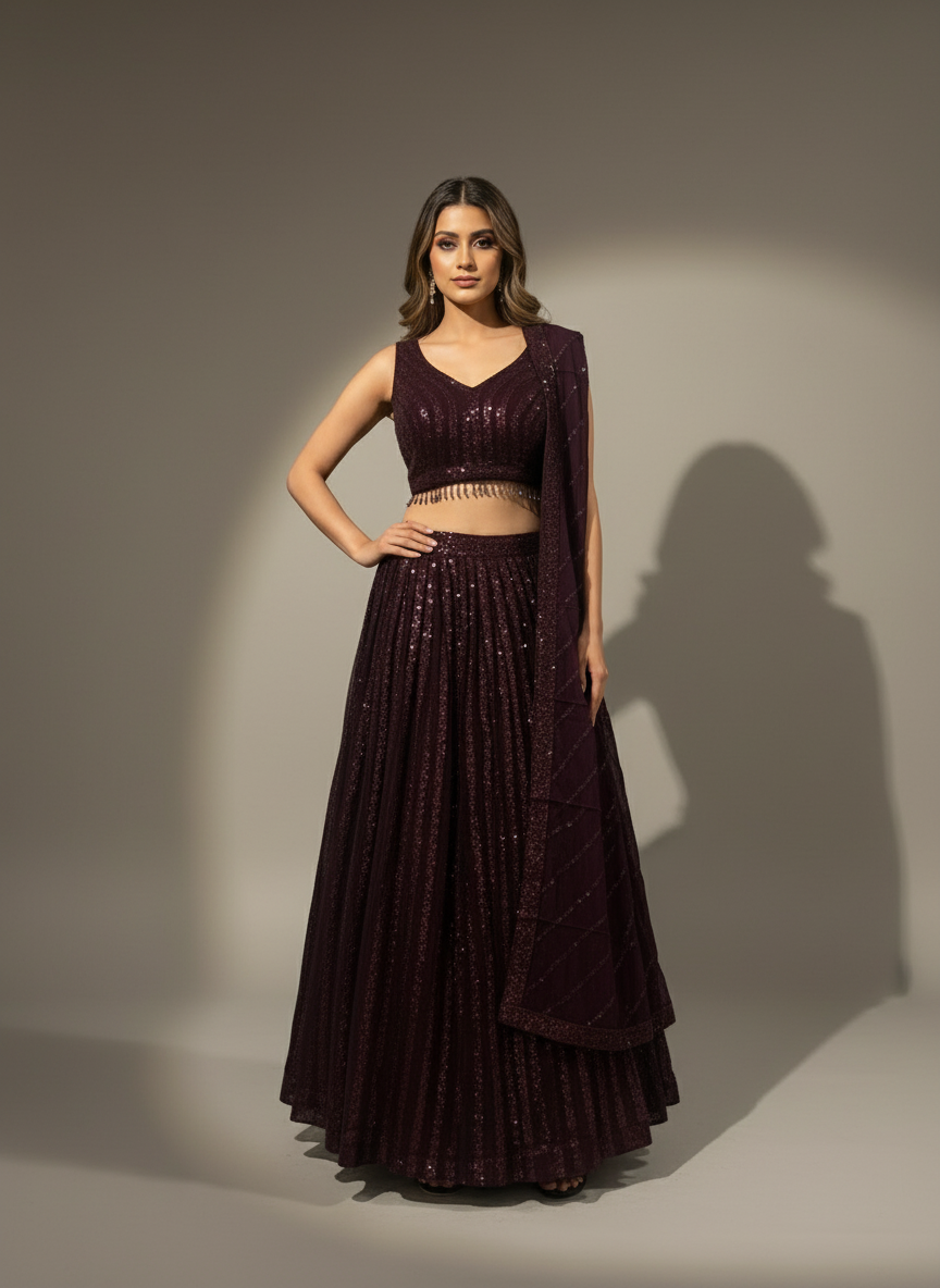 Lehenga Choli Georgette with Sequins Embellishment and Dupatta
