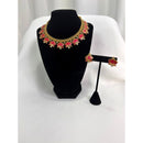 Traditional Lotus Choker Necklace Set with Matching Earrings – Gold Tone Festive Jewelry