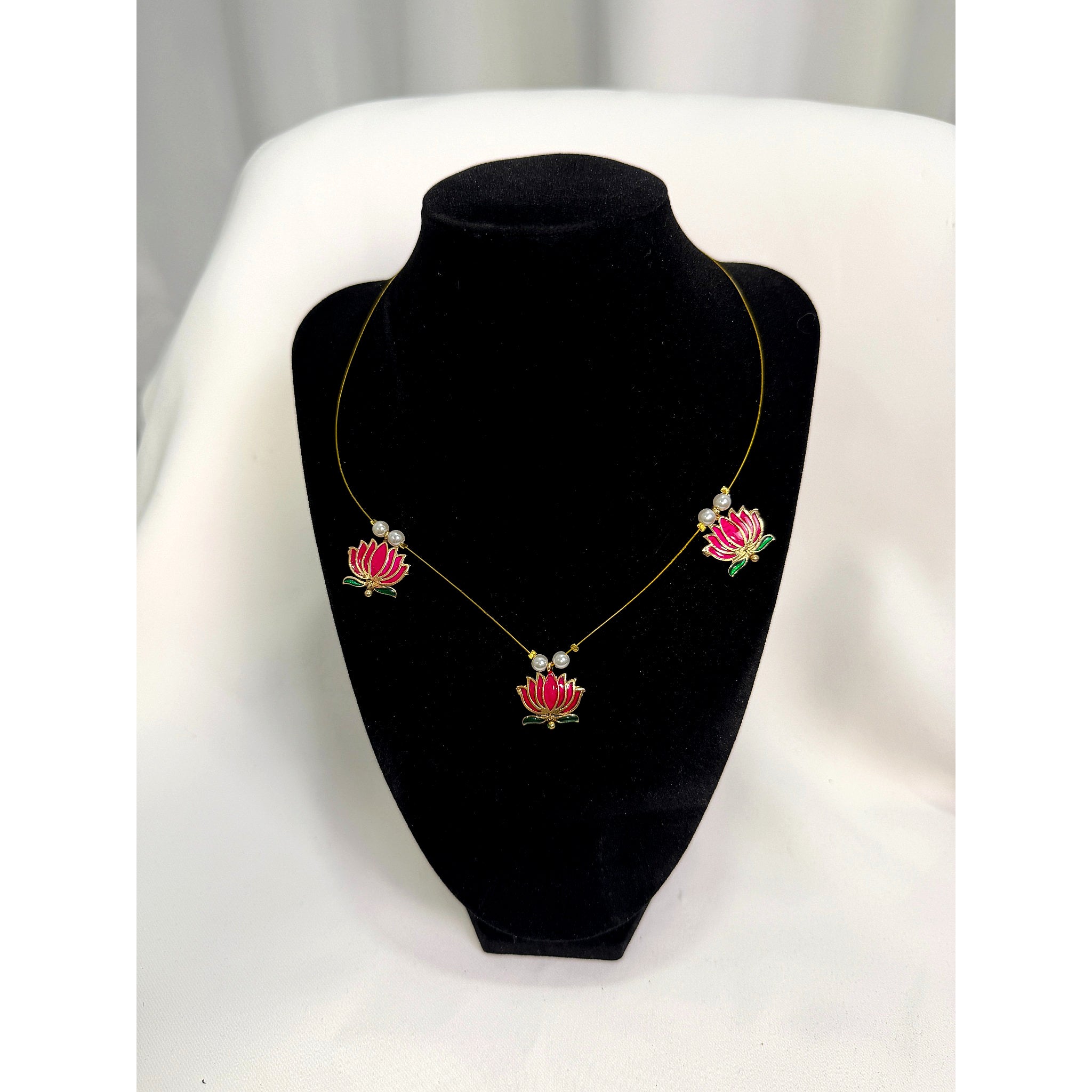 Elegant Lotus Pendant Necklace – Minimal Traditional Gold Tone Jewelry