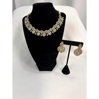 Elegant Polki Style Necklace Set with Pastel Stone Accents & Matching Drop Earrings