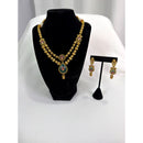 Antique Temple Gold Necklace Set with Green Pendant & Matching Earrings
