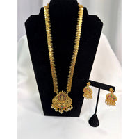 Traditional Temple Coin Necklace Set with Lakshmi Pendant & Matching Earrings