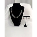 Multicolor Crystal Floral Necklace & Earrings Set – Silver Tone Statement Jewelry