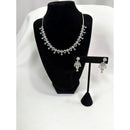Elegant Silver Crystal Necklace Set with Pastel Drop Accents