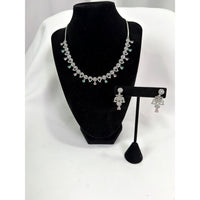 Elegant Silver Crystal Necklace Set with Pastel Drop Accents