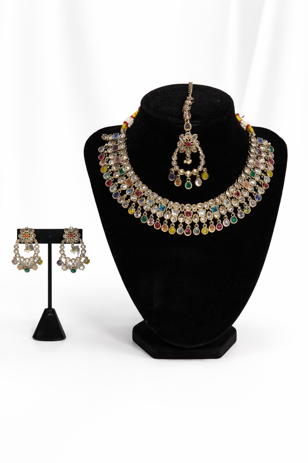 Traditional Kundan Polki Choker Set with Tikka & Matching Earrings