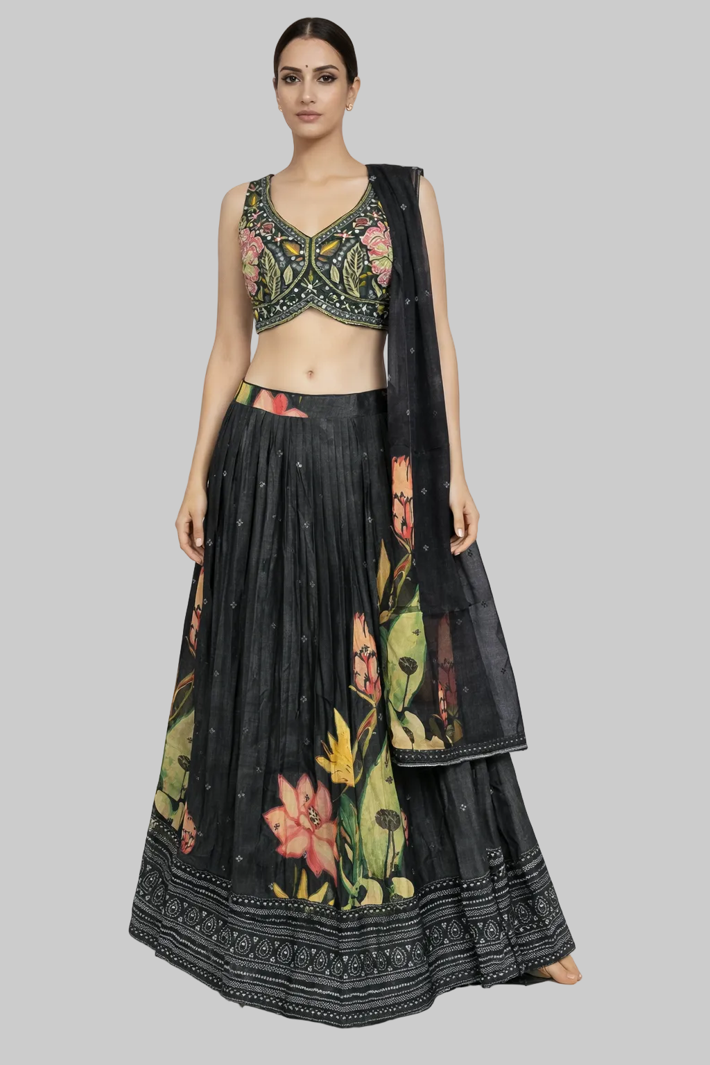 Black Floral Lehenga Choli
