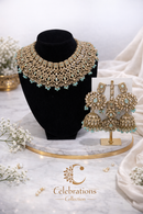 Royal Aqua Blue Kundan Bridal Choker Set with Statement Jhumka Earrings