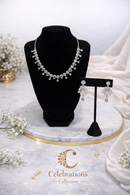 Elegant Silver Crystal Necklace Set with Pastel Drop Accents