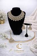 Classic Pearl Kundan Bridal Necklace Set with Jhumka Earrings & Maang Tikka