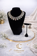 Elegant Diamond-Style Kundan Necklace Set with Ruby Accent Earrings