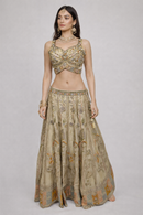 Cream Lehenga Choli Tissue Silk