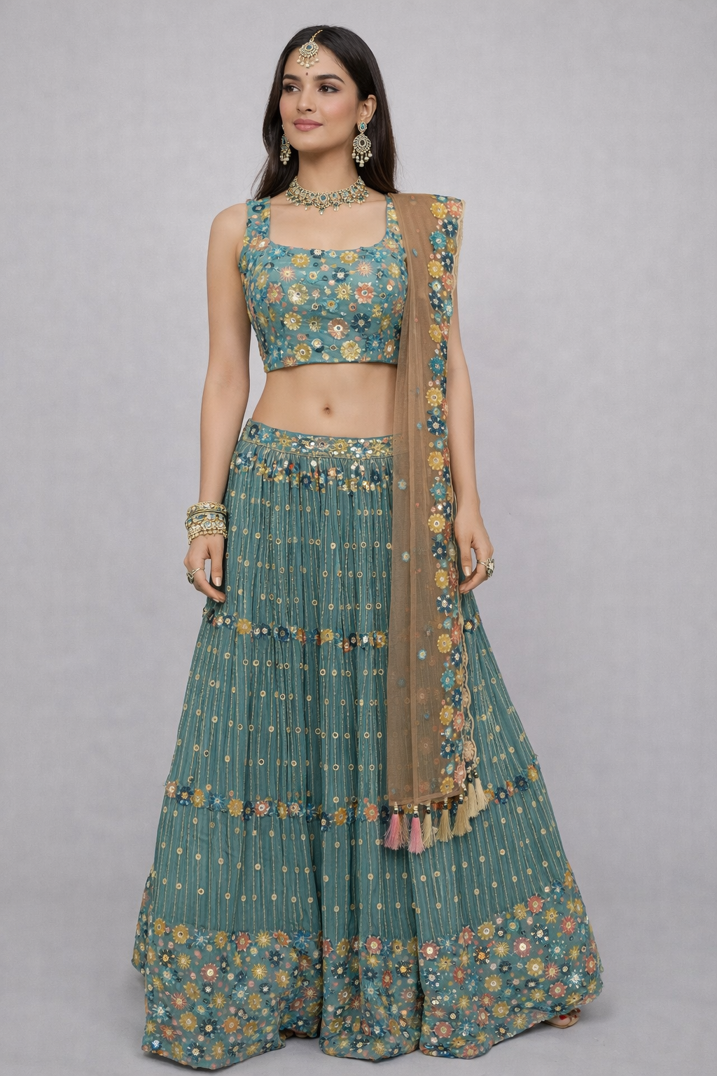 Light Blue Floral Lehenga Choli