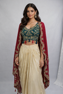 AMO-1001: Indo-Western Tulip Cut Drape Set – Bandish Tradition