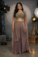 Indo western with fancy cape sleeves A80-8188