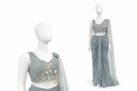 Serene Sky Blue Indo-Western Saree