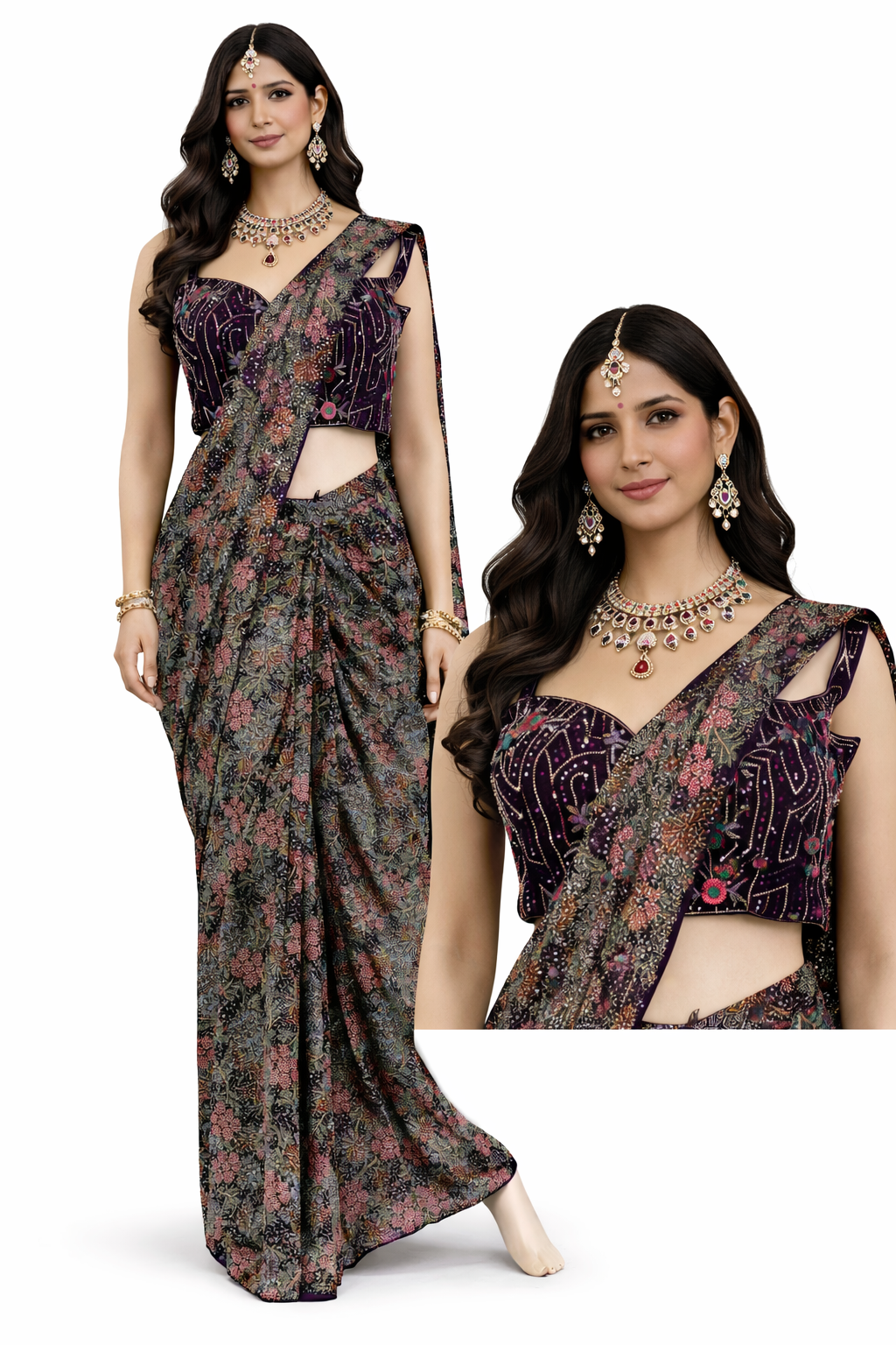 Bringal Color Ready to wear Saree Ready to wear Saree Georgette