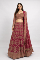 Royal Maroon Heavy Zari Work Bridal Lehenga Set