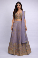 Lavender Tissue Handwork Lehenga Choli Set with Dupatta – Festive & Wedding Wear