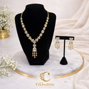 Elegant Floral Crystal Drop Necklace Set with Matching Earrings