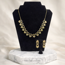 Elegant Floral Link Gold Necklace Set with Matching Drop Earrings