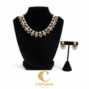 Elegant Multicolor Teardrop Necklace Set with Heart Motif Earrings