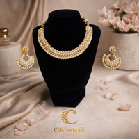 Elegant Pearl Choker Necklace Set with Matching Pearl Chandbali Earrings