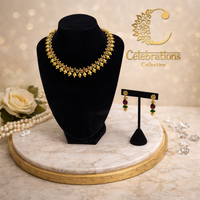 Traditional Gold Tone Necklace Set with Multicolor Stones & Matching Earrings – Celebrations Collection