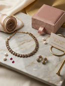 Crown Ruby & Antique Gold Polki Necklace Set – Handcrafted Ethnic Elegance
