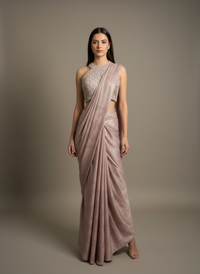 Mauve Ready-to-Wear Saree with Embellished Blouse