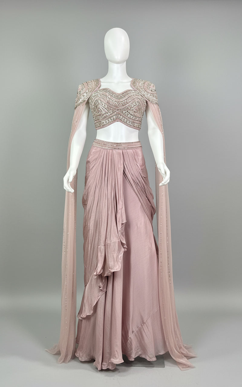 Indo western with fancy cape sleeves A80-8188