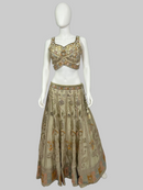 Cream Lehenga Choli Tissue Silk