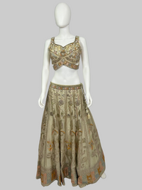 Cream Lehenga Choli Tissue Silk