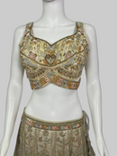 Cream Lehenga Choli Tissue Silk