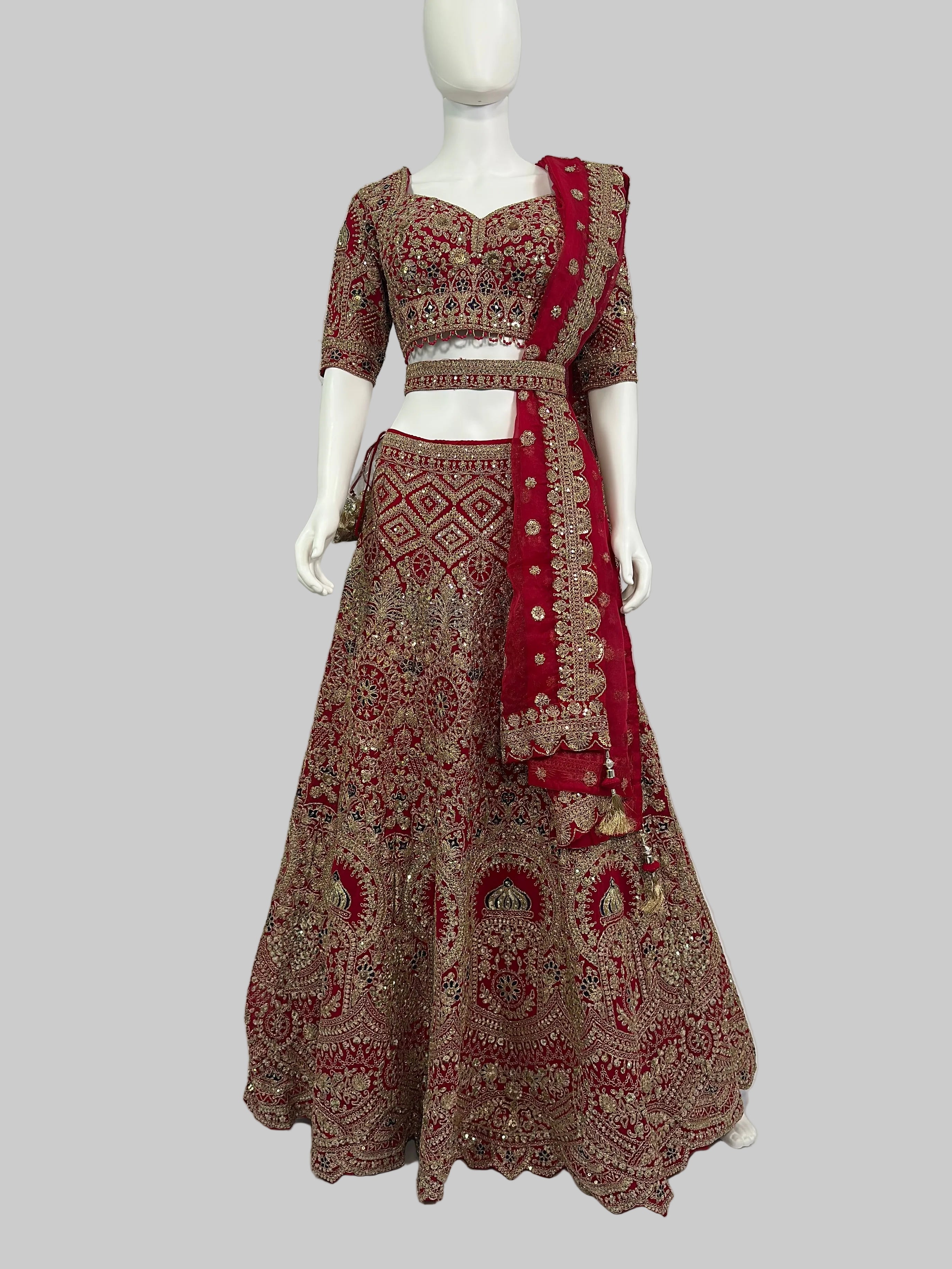 Bride/Bridesmaid Red Georgette Lehenga Choli
