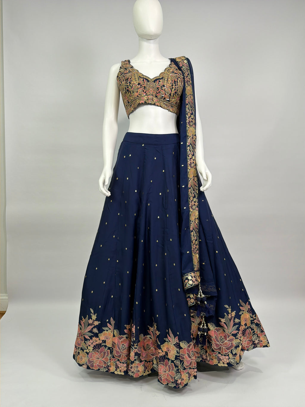 Navy Blue Lehenga Choli Viscos Organza