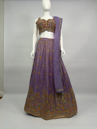 Lavender Tissue Handwork Lehenga Choli Set with Dupatta – Festive & Wedding Wear
