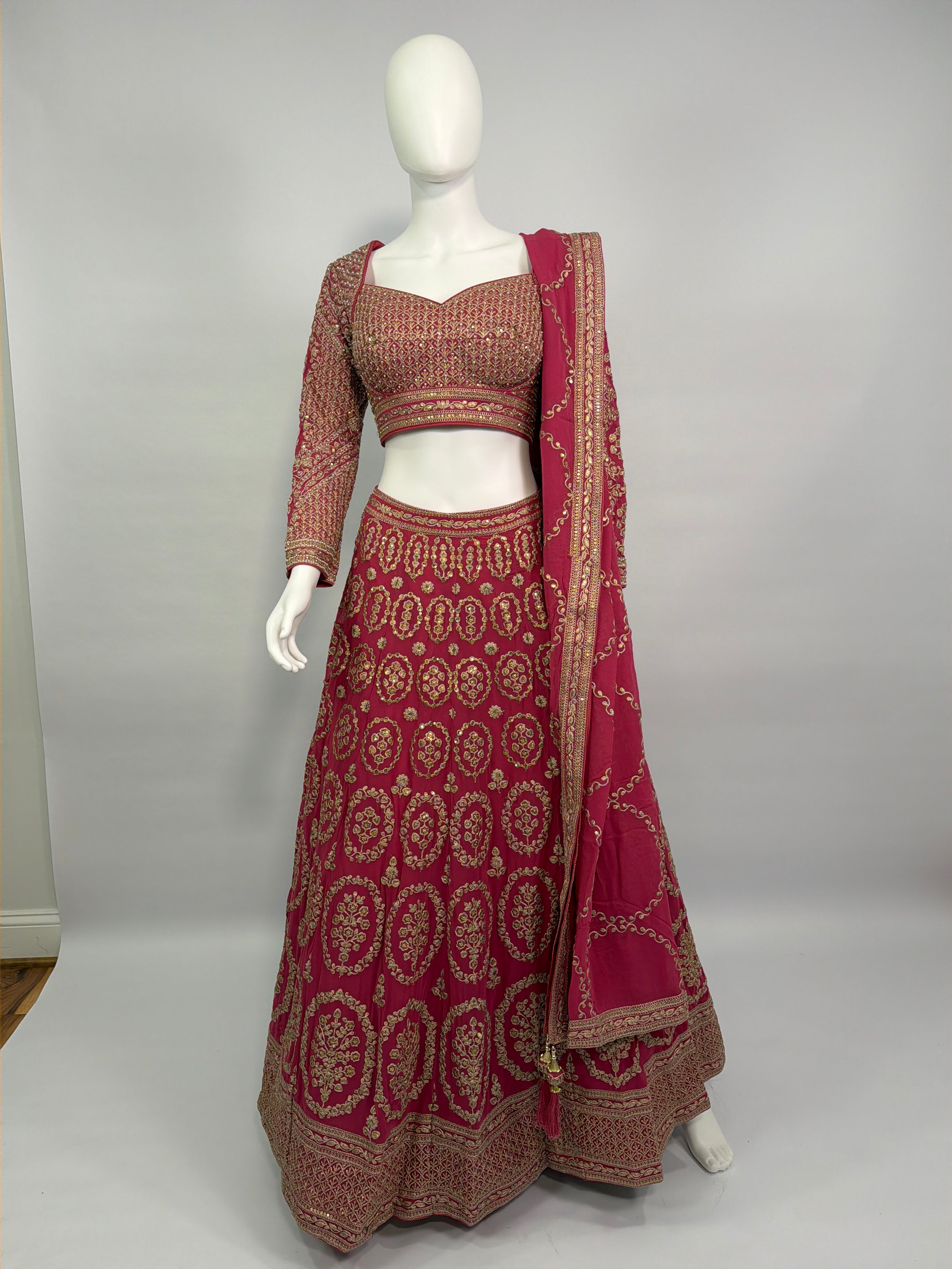 Royal Maroon Heavy Zari Work Bridal Lehenga Set