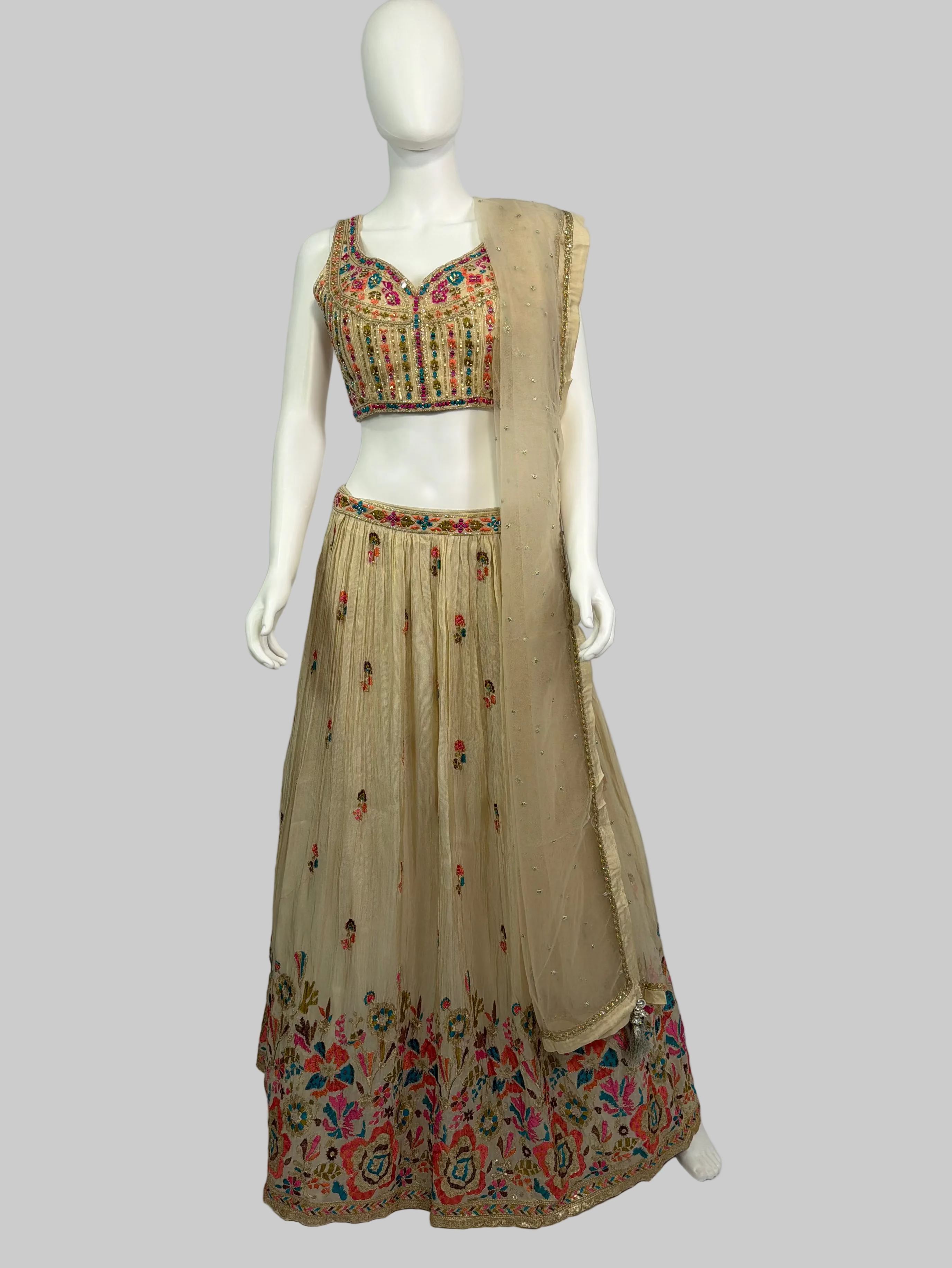 AMO-1041 - Lehenga Choli Tissue Handmade