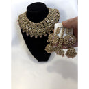 Luxury Pastel Pink Kundan Bridal Choker Set with Statement Jhumka Earrings