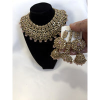 Luxury Pastel Pink Kundan Bridal Choker Set with Statement Jhumka Earrings