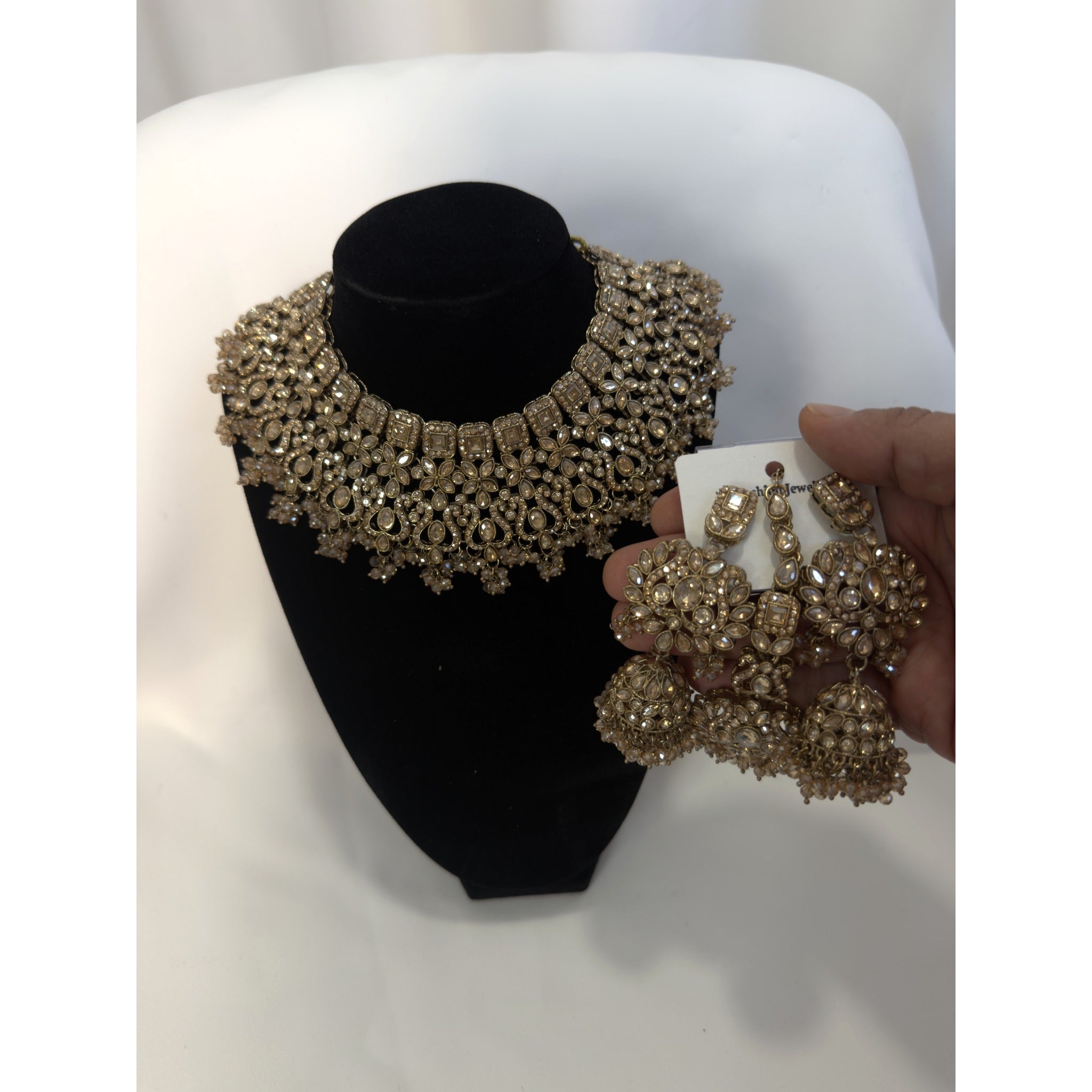 Royal Kundan Bridal Choker Necklace Set with Statement Jhumka Earrings