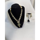 Elegant Polki Pendant Necklace Set with Emerald Green Accent & Matching Earrings